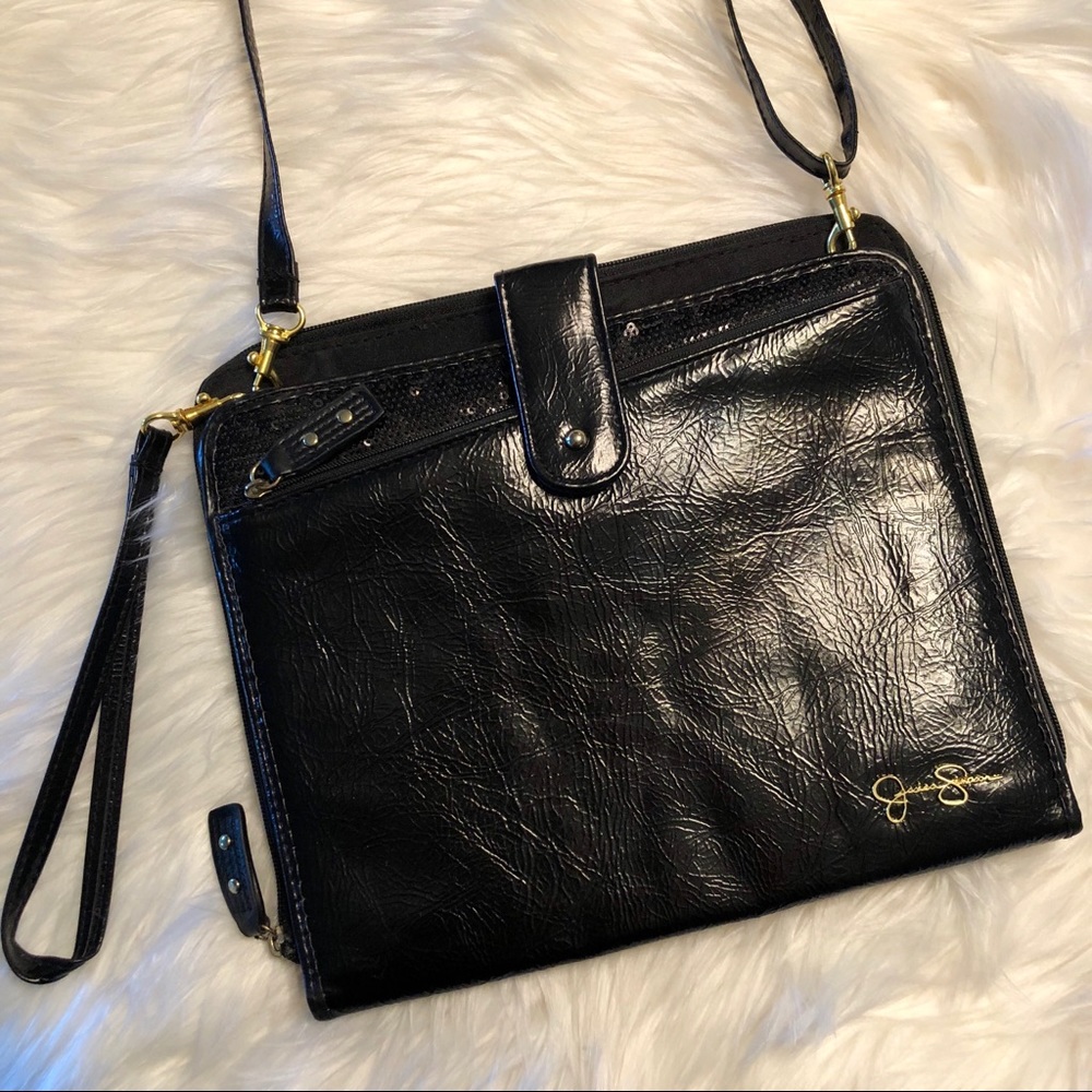 Jessica Simpson Black Sequin Clutch/ Crossbody Bag